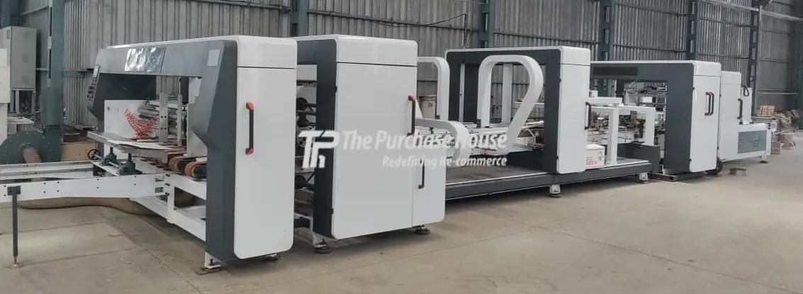 Automatic Corrugated Box Making Machine with Folder Gluer and Stitching Unit I the Purchase House