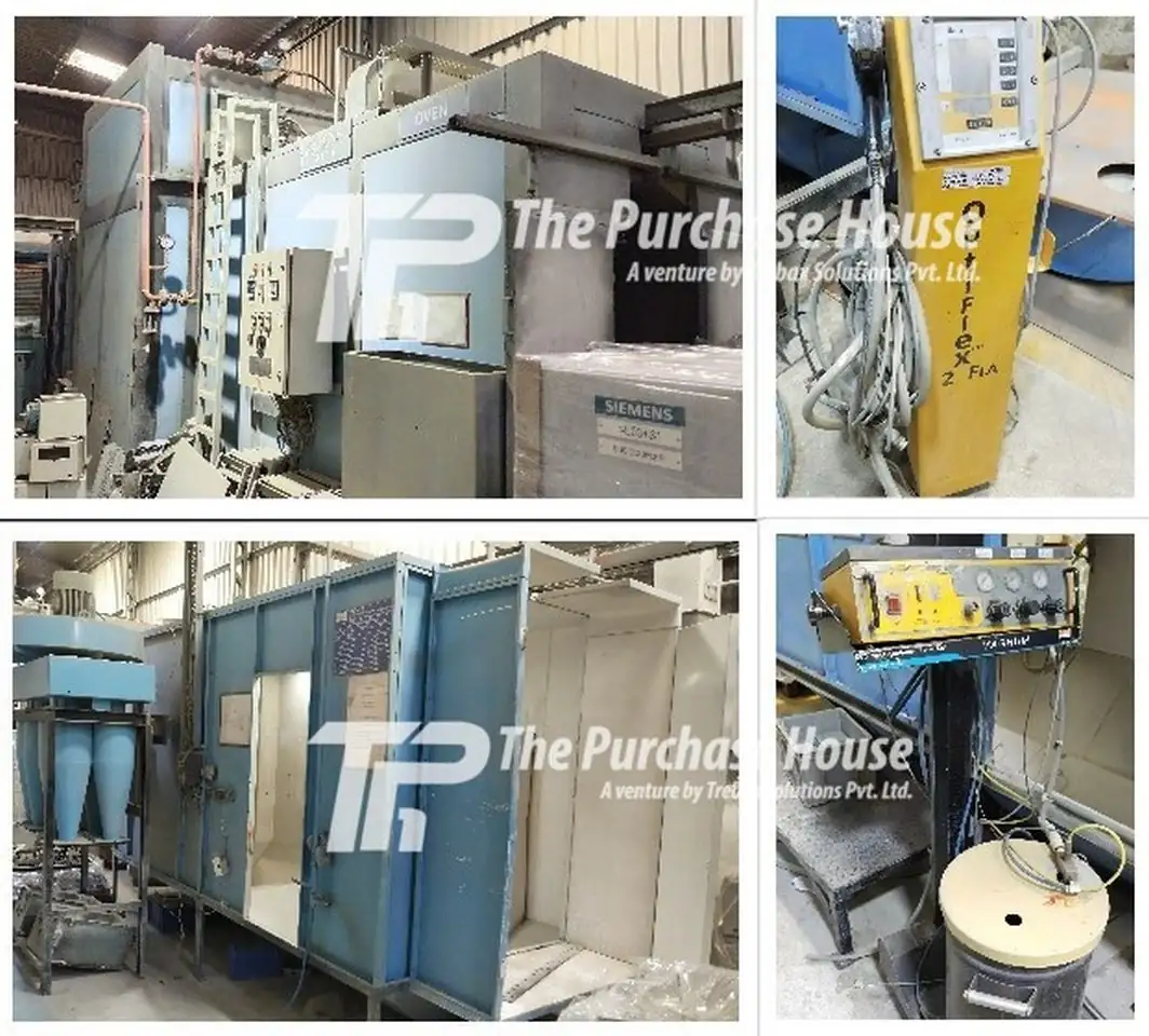 Industrial powder coating plant for metal surface finishing
